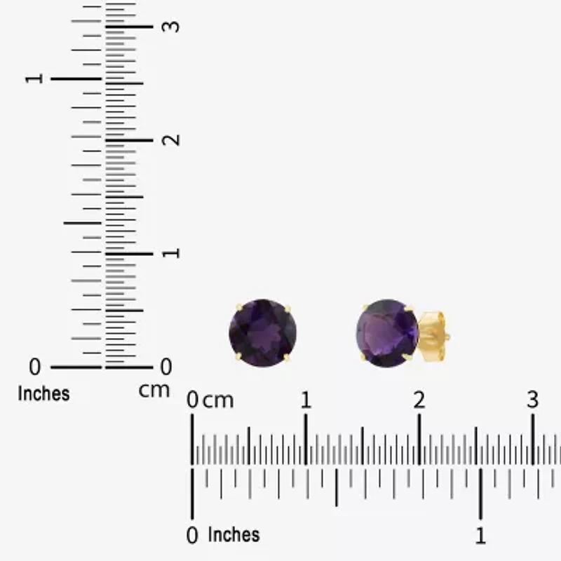 Gemstone 10K Gold 6mm Round Stud Earrings