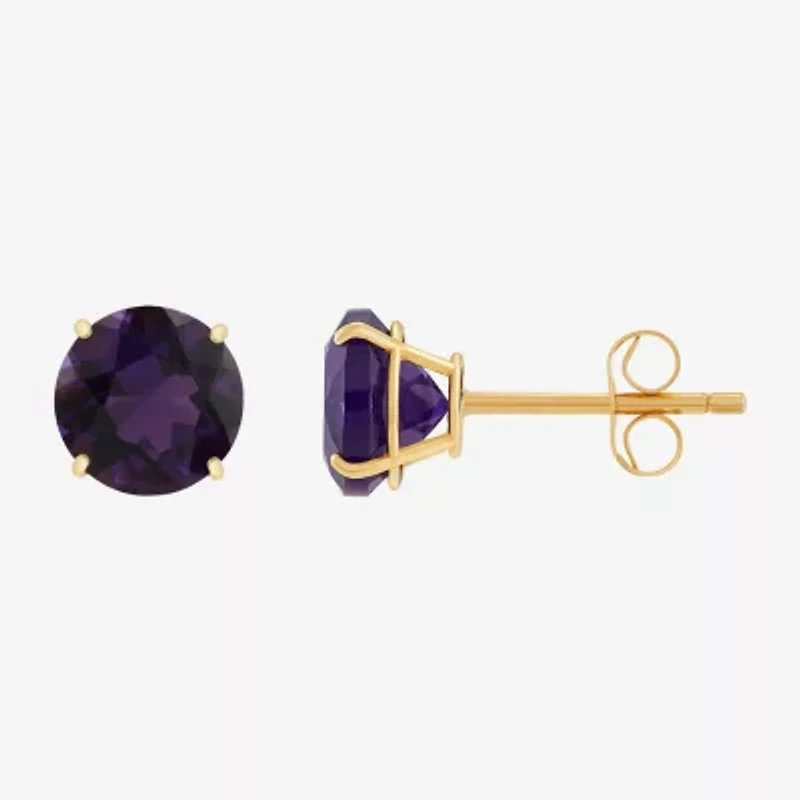 Gemstone 10K Gold 6mm Round Stud Earrings