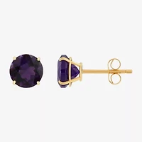 Gemstone 10K Gold 6mm Round Stud Earrings