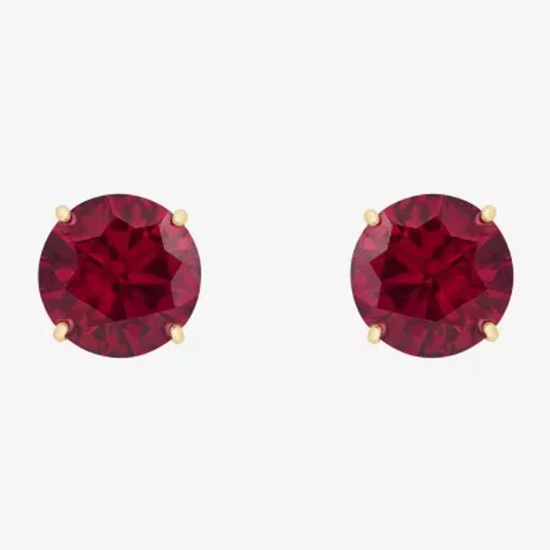 Gemstone 10K Gold 4mm Round Stud Earrings