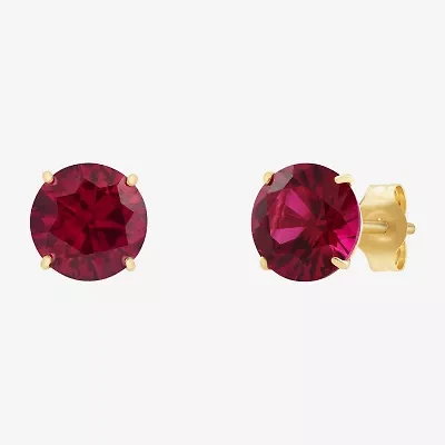 Gemstone 10K Gold 4mm Round Stud Earrings