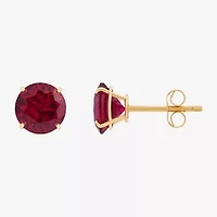 Gemstone 10K Gold 4mm Round Stud Earrings