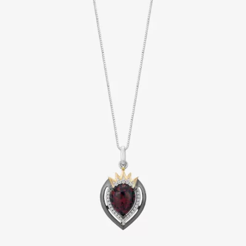 Enchanted Disney Fine Jewelry Evil Queen (I, I2) Womens 1/10 CT. T.W. Lab Created Black Opal 14K Gold Over Silver Sterling Silver Heart Pear 18 Inch Pendant Necklace