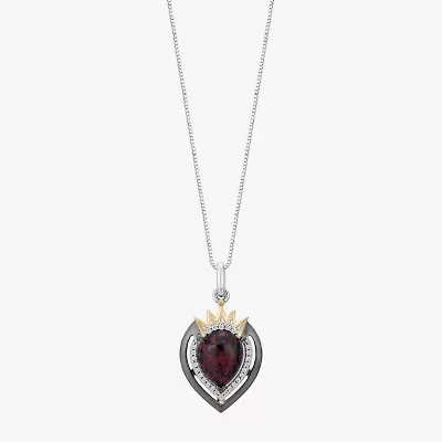 Enchanted Disney Fine Jewelry Evil Queen (I, I2) Womens 1/10 CT. T.W. Lab Created Black Opal 14K Gold Over Silver Sterling Silver Heart Pear 18 Inch Pendant Necklace