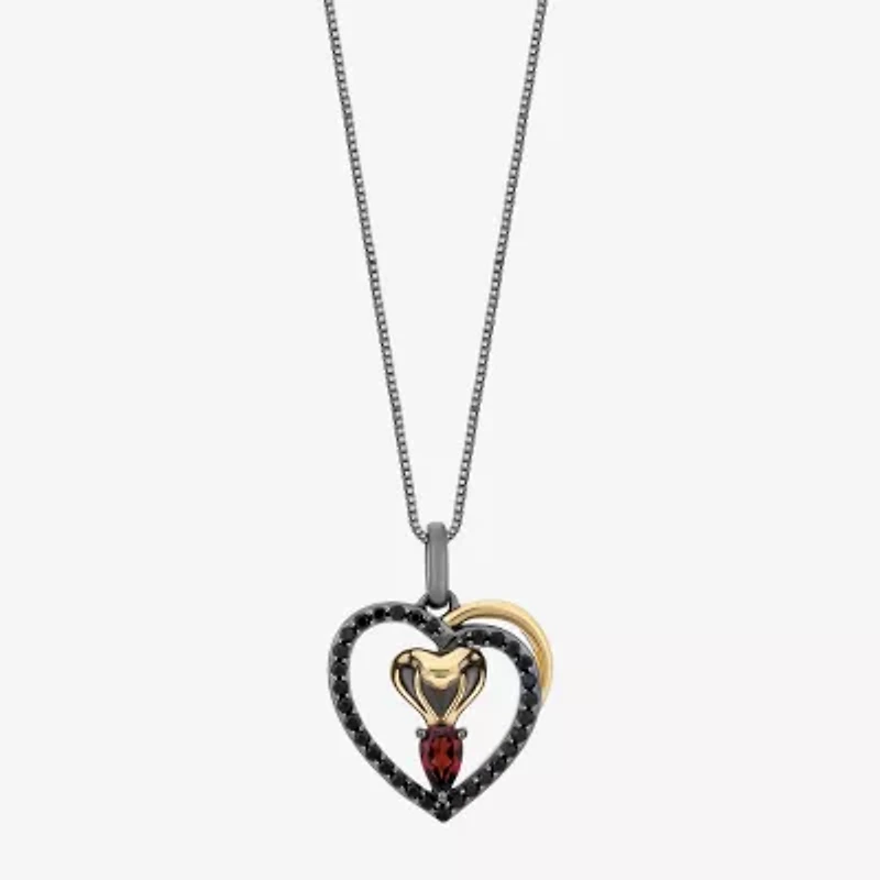 Enchanted Disney Fine Jewelry Jafar Womens Genuine Red Garnet 14K Gold Over Silver Heart Pear 18 Inch Pendant Necklace