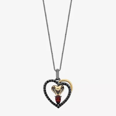 Enchanted Disney Fine Jewelry Jafar Womens Genuine Red Garnet 14K Gold Over Silver Heart Pear 18 Inch Pendant Necklace
