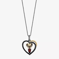 Enchanted Disney Fine Jewelry Jafar Womens Genuine Red Garnet 14K Gold Over Silver Heart Pear 18 Inch Pendant Necklace