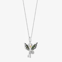 Enchanted Disney Fine Jewelry Tinker Bell (I, I2) Womens 1/10 CT. T.W. Genuine Green Chrome Diopside 14K Gold Over Silver 18 Inch Pendant Necklace