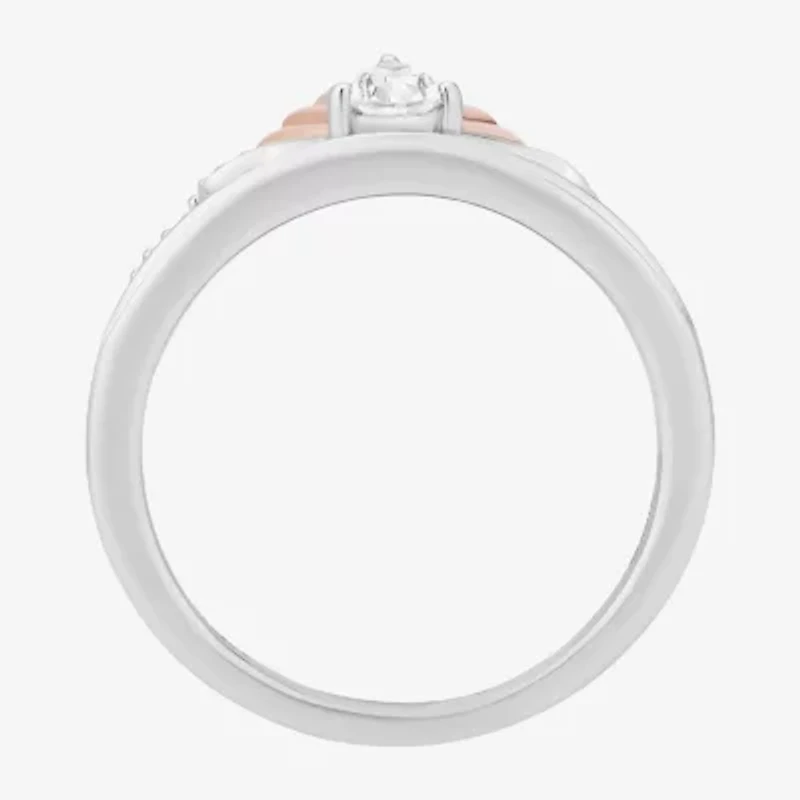 Enchanted Disney Fine Jewelry Ariel(F, Si1) Womens 1/4 CT. T.W. Lab Grown White Diamond 14K Rose Gold Over Silver Sterling Pear Ariel Cocktail Ring