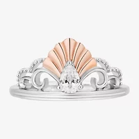 Enchanted Disney Fine Jewelry Ariel(F, Si1) Womens 1/4 CT. T.W. Lab Grown White Diamond 14K Rose Gold Over Silver Sterling Pear Ariel Cocktail Ring