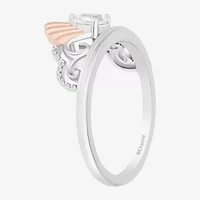 Enchanted Disney Fine Jewelry Ariel(F, Si1) Womens 1/4 CT. T.W. Lab Grown White Diamond 14K Rose Gold Over Silver Sterling Pear Ariel Cocktail Ring