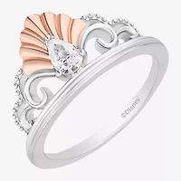 Enchanted Disney Fine Jewelry Ariel(F, Si1) Womens 1/4 CT. T.W. Lab Grown White Diamond 14K Rose Gold Over Silver Sterling Pear Ariel Cocktail Ring