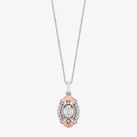Enchanted Disney Fine Jewelry Ariel (I, I2) Womens 1/3 CT. T.W. Lab Grown White Diamond 14K Rose Gold Over Silver Oval 18 Inch Pendant Necklace