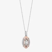 Enchanted Disney Fine Jewelry Ariel (I, I2) Womens 1/3 CT. T.W. Lab Grown White Diamond 14K Rose Gold Over Silver Oval 18 Inch Pendant Necklace