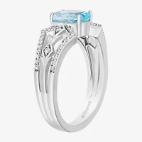 Enchanted Disney Fine Jewelry Elsa(I, I2) Womens 1/5 CT. Genuine Blue Topaz Sterling Silver Oval Elsa Cocktail Ring