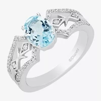 Enchanted Disney Fine Jewelry Elsa(I, I2) Womens 1/5 CT. Genuine Blue Topaz Sterling Silver Oval Elsa Cocktail Ring