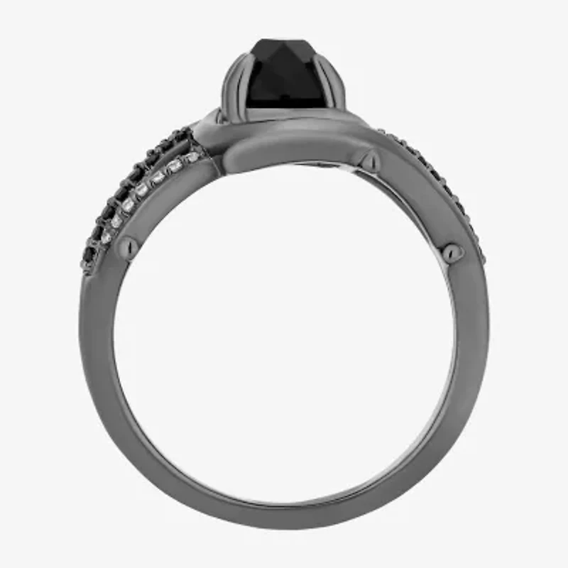 Enchanted Disney Fine Jewelry Maleficent (I, I2) Womens Genuine Black Onyx Sterling Silver Side Stone Cocktail Ring