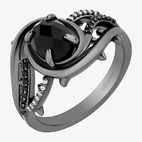Enchanted Disney Fine Jewelry Maleficent (I, I2) Womens Genuine Black Onyx Sterling Silver Side Stone Cocktail Ring