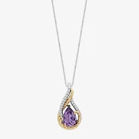 Enchanted Disney Fine Jewelry Rapunzel (I,I2) Womens Diamond Accent Genuine Purple Amethyst 14K Gold Over Silver Sterling Silver Pear Rapunzel Pendant