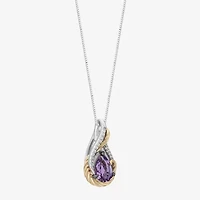 Enchanted Disney Fine Jewelry Rapunzel (I,I2) Womens Diamond Accent Genuine Purple Amethyst 14K Gold Over Silver Sterling Silver Pear Rapunzel Pendant