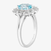 Enchanted Disney Fine Jewelry Elsa (I,I2) Womens 1/5 CT. Genuine Blue Topaz Sterling Silver Snowflake Cocktail Ring