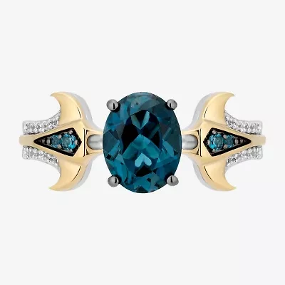 Enchanted Disney Fine Jewelry Moana (I,I2) Womens 1/10 CT. T.W. Genuine Blue Topaz 14K Gold Over Silver Oval Cocktail Ring