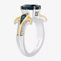 Enchanted Disney Fine Jewelry Moana (I,I2) Womens 1/10 CT. T.W. Genuine Blue Topaz 14K Gold Over Silver Oval Cocktail Ring