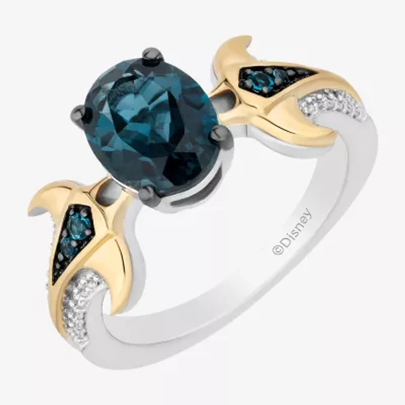 Moana (I,I2) Womens 1/10 CT. T.W. Genuine Blue Topaz 14K Gold Over Silver Oval Cocktail Ring