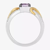 Enchanted Disney Fine Jewelry Rapunzel(I,I2) Womens 1/10 CT. T.W. Genuine Purple Amethyst 14K Gold Over Silver Sterling Oval Rapunzel Cocktail Ring