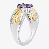 Enchanted Disney Fine Jewelry Rapunzel(I,I2) Womens 1/10 CT. T.W. Genuine Purple Amethyst 14K Gold Over Silver Sterling Oval Rapunzel Cocktail Ring