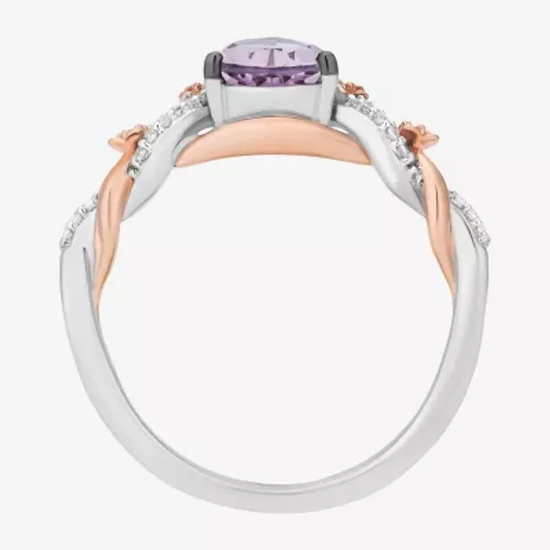 Rapunzel (I,I2) Womens 1/10 CT. T.W. Genuine Purple Amethyst 14K Rose Gold Over Silver Sterling Pear Cocktail Ring