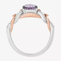Rapunzel (I,I2) Womens 1/10 CT. T.W. Genuine Purple Amethyst 14K Rose Gold Over Silver Sterling Pear Cocktail Ring