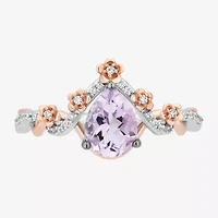 Rapunzel (I,I2) Womens 1/10 CT. T.W. Genuine Purple Amethyst 14K Rose Gold Over Silver Sterling Pear Cocktail Ring