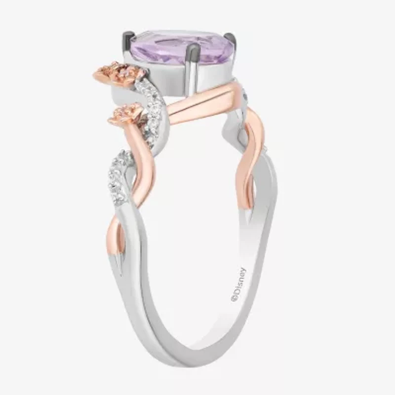 Rapunzel (I,I2) Womens 1/10 CT. T.W. Genuine Purple Amethyst 14K Rose Gold Over Silver Sterling Pear Cocktail Ring