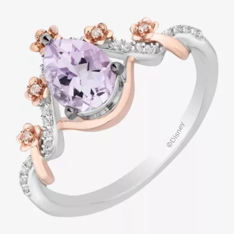 Rapunzel (I,I2) Womens 1/10 CT. T.W. Genuine Purple Amethyst 14K Rose Gold Over Silver Sterling Pear Cocktail Ring