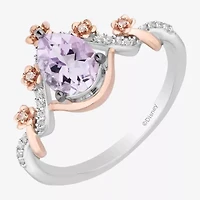 Rapunzel (I,I2) Womens 1/10 CT. T.W. Genuine Purple Amethyst 14K Rose Gold Over Silver Sterling Pear Cocktail Ring