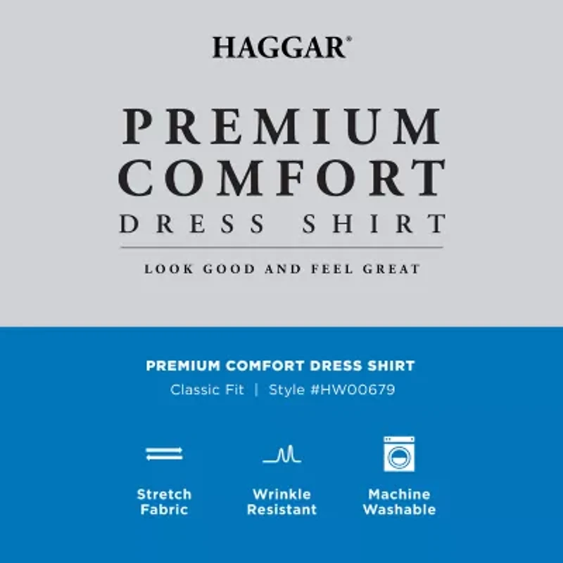 Haggar Premium Comfort Mens Classic Fit Easy Care Long Sleeve Dress Shirt