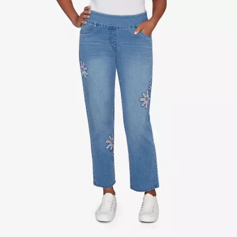 Alfred Dunner Hilton Head Womens Misses Short Stretch Fabric Straight Leg Jean