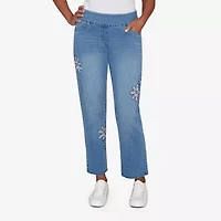 Alfred Dunner Hilton Head Womens Misses Short Stretch Fabric Straight Leg Jean