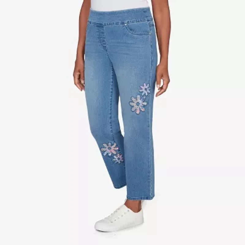 Alfred Dunner Hilton Head Womens Misses Short Stretch Fabric Straight Leg Jean