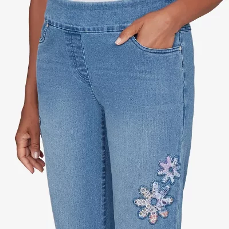 Alfred Dunner Hilton Head Womens Misses Short Stretch Fabric Straight Leg Jean