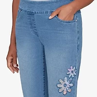 Alfred Dunner Hilton Head Womens Misses Short Stretch Fabric Straight Leg Jean