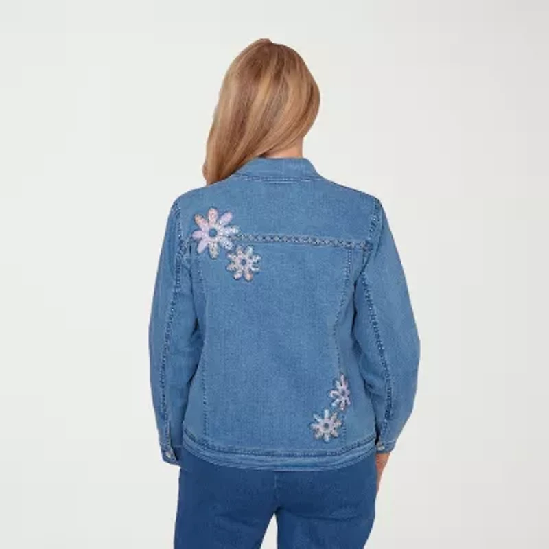 Alfred Dunner Hilton Head Womens Denim Lightweight Jacket