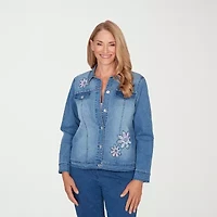 Alfred Dunner Hilton Head Womens Denim Lightweight Jacket