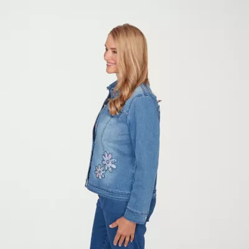 Alfred Dunner Hilton Head Womens Denim Lightweight Jacket