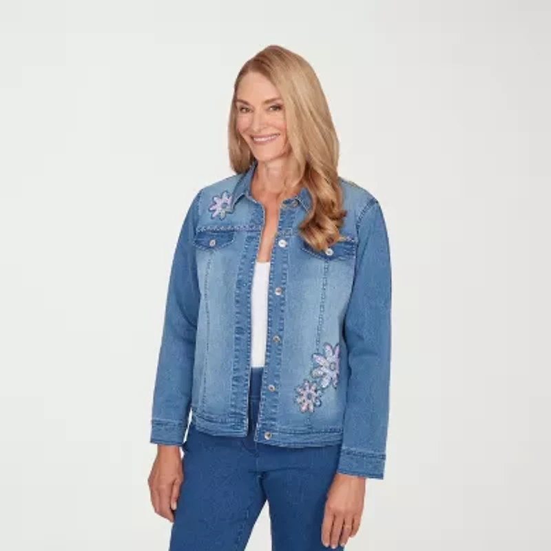 Alfred Dunner Hilton Head Womens Denim Lightweight Jacket