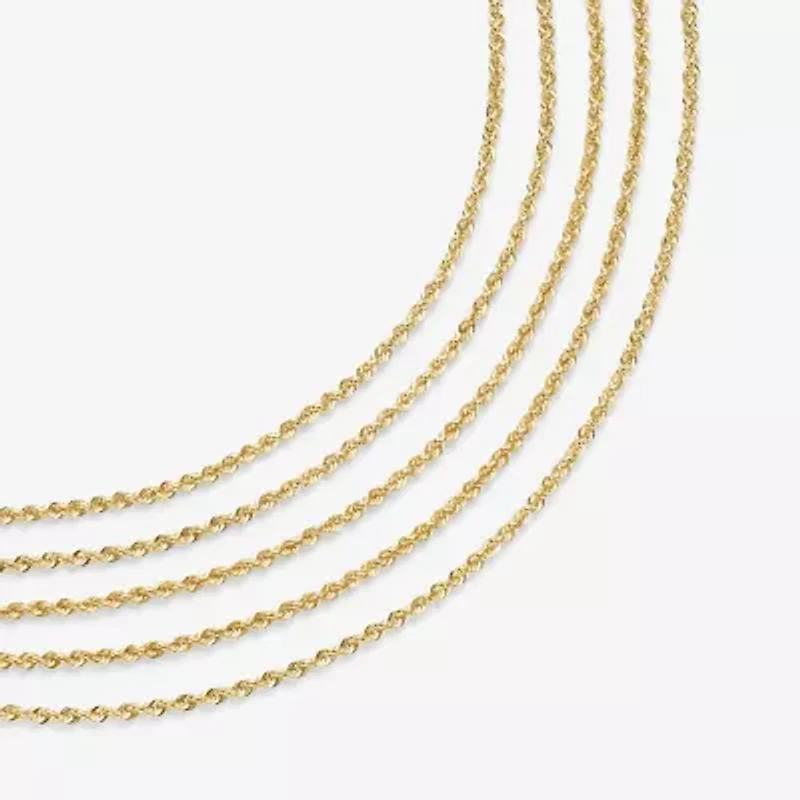 14K Gold 16 - 30 Inch Semi-Solid Sparkle Rope Chain Necklace