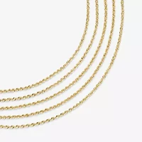 14K Gold 16 - 30 Inch Semi-Solid Sparkle Rope Chain Necklace