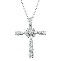 DiamonArt® Cubic Zirconia Sterling Silver Cross Pendant Necklace