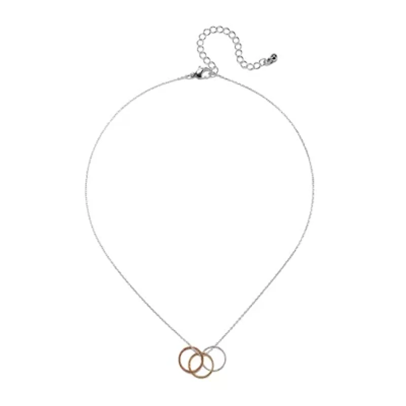 Bijoux Bar Delicates Tri Tone Womens Circle 16 Inch Pendant Necklace